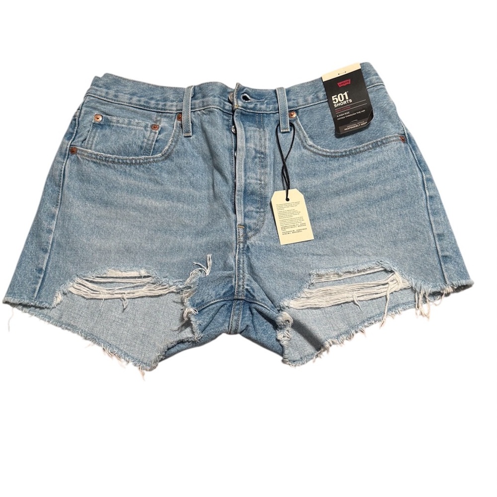 NWT Levi's Women's Light Blue Distressed Jean Shorts size 30